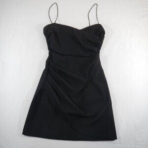 Zara Little Balck Dress Open Mid Cut Out Rhinestone String Strap Size Small